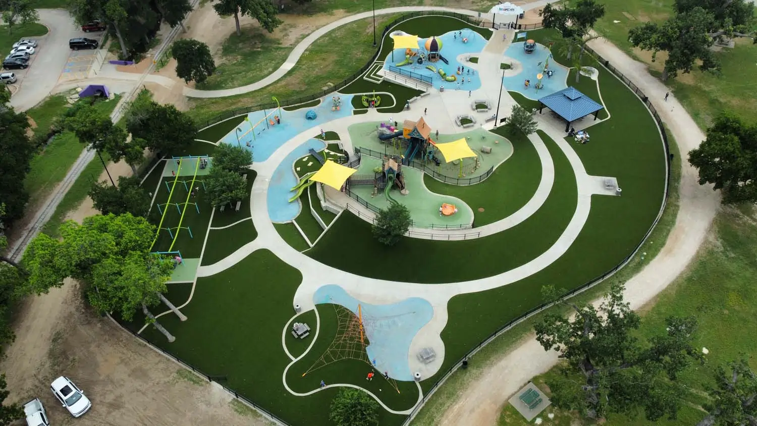 Dream park artificial grass drone shot